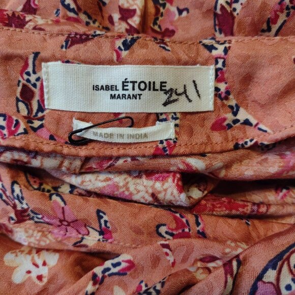 Isabel Marant Étoile Baikal Floral Wrap Mini Dress Robe Puff Sleeve Size 12 NWOT - Picture 4 of 11